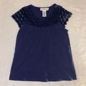 Label of Graded Goods‎ Top Navy Blue Lace Sleeve size 8/10 year